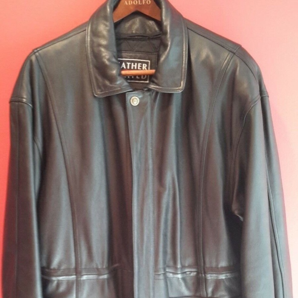 Men's Black High Quality Leather Parka by Leather Limited